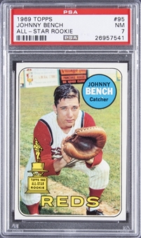 1969 Topps All-Star Rookie #95 Johnny Bench Rookie Card - PSA NM 7